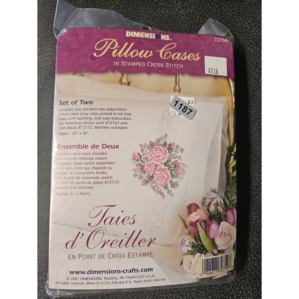 Dimensions Pillowcases Cross Stitch Kit Taies D'Oreiller Stamped Roses & Ivy